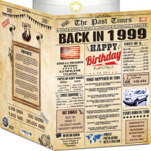 25th Birthday Card for Women Men - Back In 1999 Newspaper - 25th Happy BIRTHDAY card - 25th birthday gift for Her Him - JUMBO A4 size - 25th birt