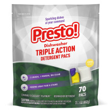 Amazon-Marke: Presto! Triple Action Geschirrsp ler-Pacs, Zitronenduft, 70 St ck