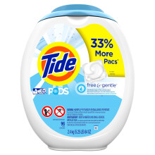 Tide PODS Gratis en milde wasmiddelzeep PODS HE 96 stuks - Ongeparfumeerd en hypoallergeen voor de gevoelige huid Vrij van kleurstoffen en parfums