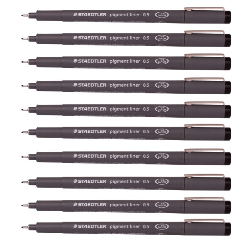 Staedtler Staedtler Pigment Liner 0,5 mm Μαύρο [Συσκευασία των 10]