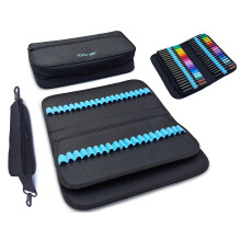 TOOLI-ART Marker & Pen Carrying Case -120 Slots Canvas Extra Pockets Trolley Sleeve Removable Shoulder Strap For Most Markers (up to 15mm Di
