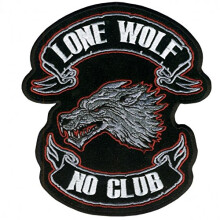 Officiellt licensierade original Lone Wolf NO Club Patch - Iron-On/Saw-On Rayon Patch Storlek - 13"""" x 15""""