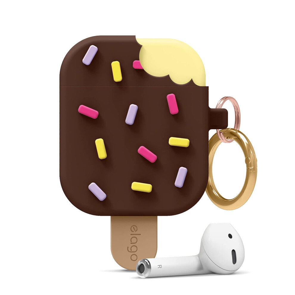 Elago Ice Airpods Case With Keychain Designed For Apple Airpods 1 & 2 Shockproof Protective Skin Cute Accessories For Girls Kids Boys [Us Pa Cream 8809667655859