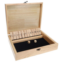 WE Games 12 Number Shut The Box Trsasjtk- Termszetes fbl kszlt doboz fedllel