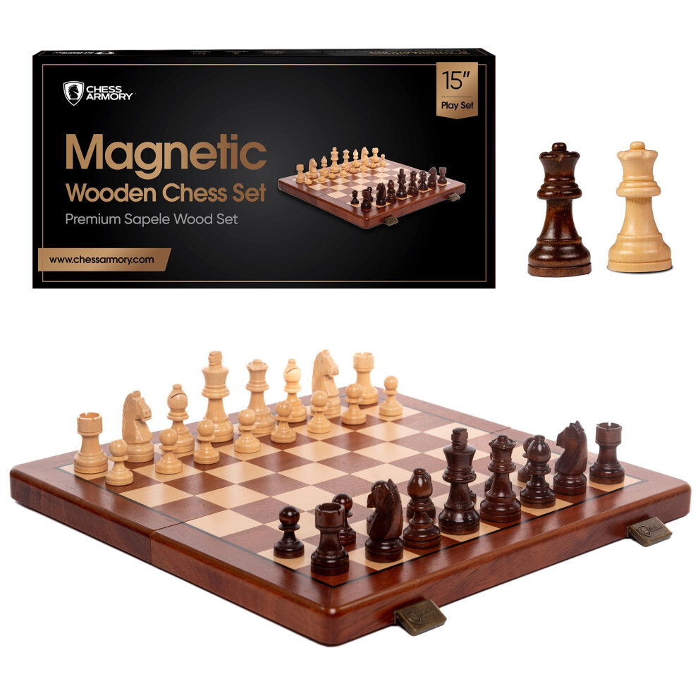 Chess Set Magnetic - Premium Wooden Board Game with a Portable Wood Case and Secure Storage for Pieces  Set for Kids and Adults (Sapele Wood) - Chess-image-OPC-PGC8DWR-NEW