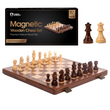Schackset Magnetic - Premium trbrdspel med ett brbart trfodral och sker frvaring av bitar Set fr barn och vuxna (valntstr) - Schackarmat