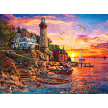 Buffalo Games - Dominic Davison - Sunset at Lighthouse Bay - 1000 Piece Jigsaw Puzzle for Adults -Challenging Puzzle Perfect for Game Nights - Fi