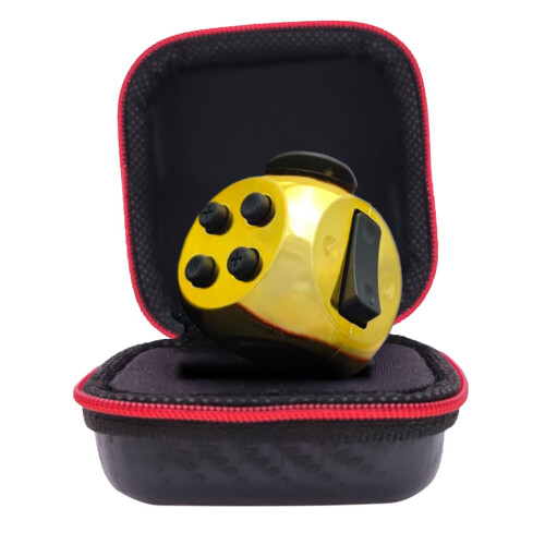 PILPOC TheFube – Fidget Cube Deluxe Anti-Stress – 6 Côtés Silencieux Et Audibles – Étui Protection Inclus – Idéal TDAH, Anxiété, Autisme – Noir Et Or