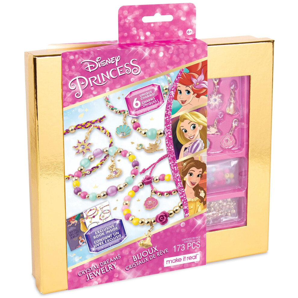 Kit de bijoux Disney Princess Crystal Dreams Make It Real - Ensemble de bracelets     perles et breloques DIY avec cristaux Swarovski, fournitures