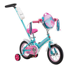 Bicicletta per bambini Schwinn Petunia Push Steer and Ride, per principianti, ruote da 12 pollici con rotelle di allenamento, maniglia di spinta