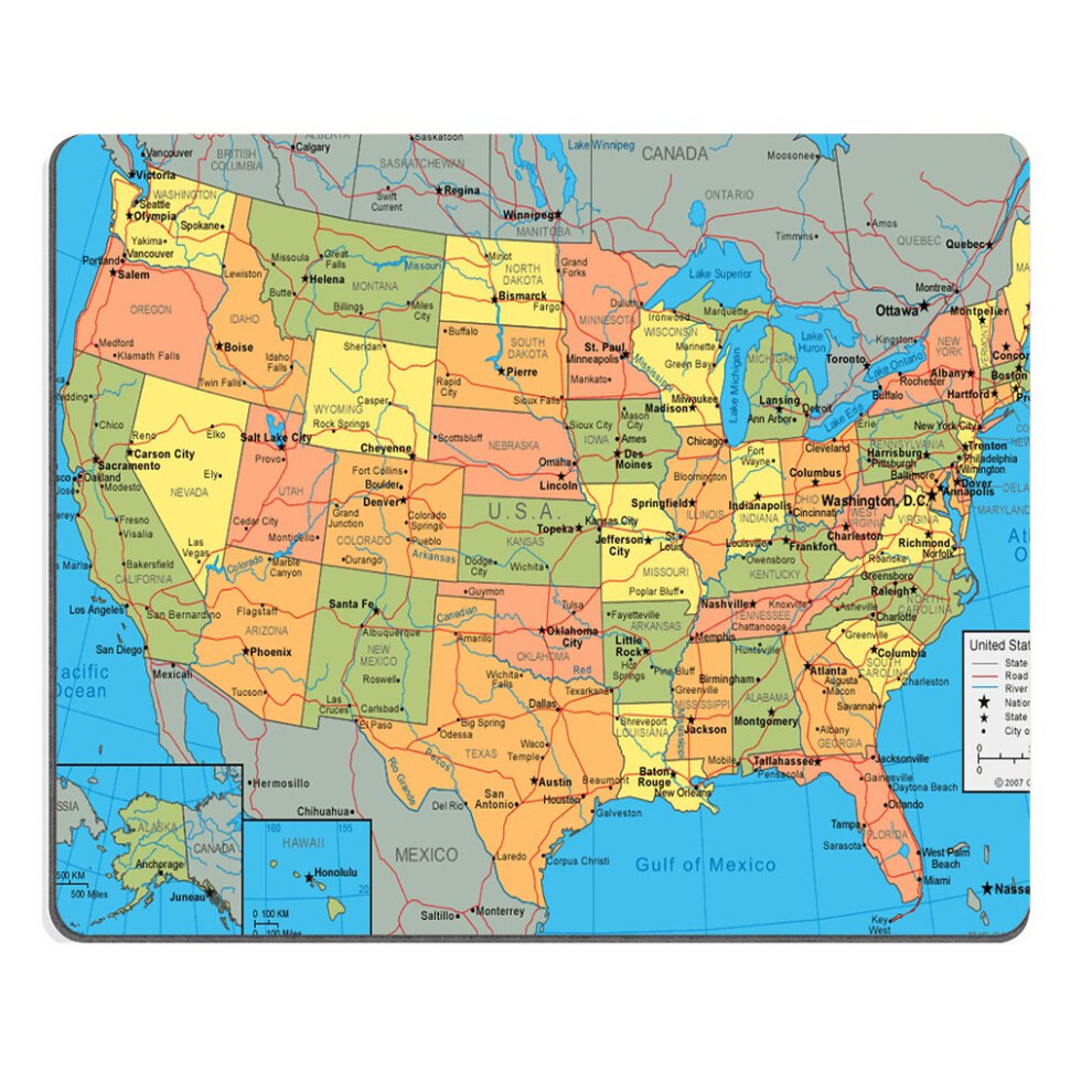Smooffly United States Map Non-Slip Rubber Gaming Mouse Pad 6498077813120