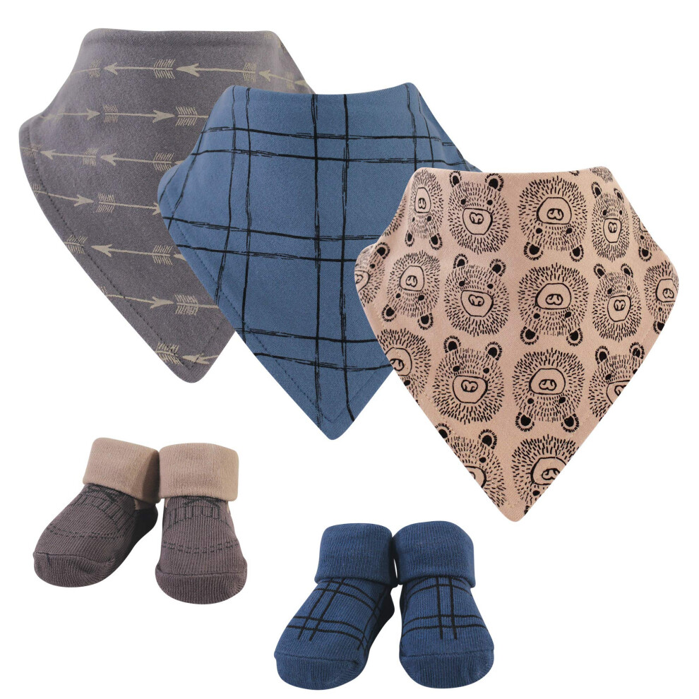 Ensemble bavoir et chaussettes unisexe en coton pour b   b    Hudson Baby, motif ours noir, taille unique