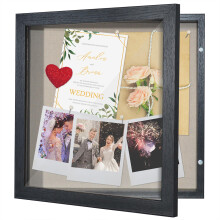 Americanflat Front Opening 11x11 Square Shadow Box Frame with Door in Black Engineered Wood - Shadow Box Display Case with Shatter Resistant Glass and