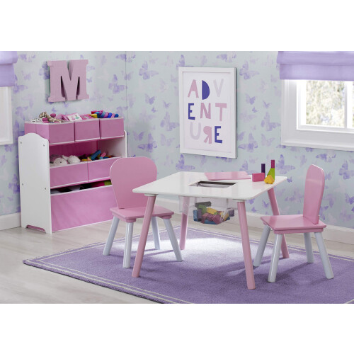 Delta Children Conjunto de Muebles para Niños de 4 Piezas, Rosa/Blanco 2