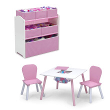 Conjunto de Muebles para Niños de 4 Piezas, Rosa/Blanco