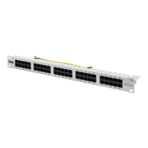 19" ISDN-Patchpanel - DIGITUS - Kat. 3 - 50 x RJ45 - Unshielded - Hellgrau