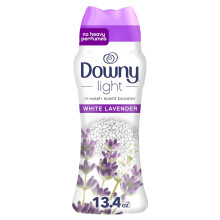 Perle profumate Downy Light per lavatrice, lavanda bianca, 13,4 oz, senza profumi intensi