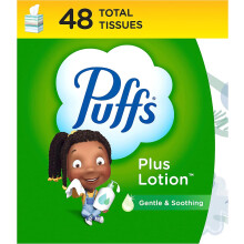 Puffs Plus Lotion Facial Tissue  1 Cube Box  48 Tissues Per Box