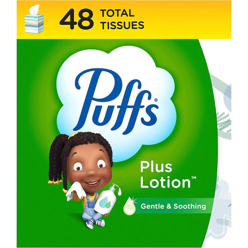 Puffs Plus Lotion Facial Tissue  1 Cube Box  48 Tissues Per Box