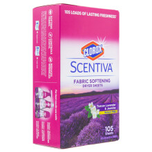 Clorox Scentiva Tuscan Lavender & Jasmine Fabric Softening Dryer Sheets (BB0399) 105-Count - Fresh, Clean Clothes