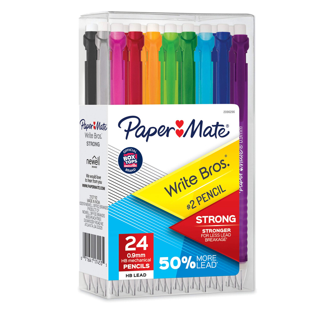 Paper Mate Mechanical Pencils  Write Bros. Strong #2 Pencil for Less Lead Breakage  0.9 mm  24 Count