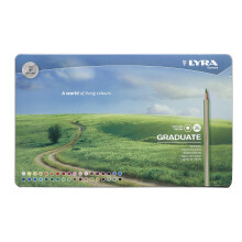 Lyra Graduate Colouring Pencils 3.8mm Thick Lead 36 Assorted Colours Technical & Artistic Drawing Tin Box Ideal for Student Artists & Schools