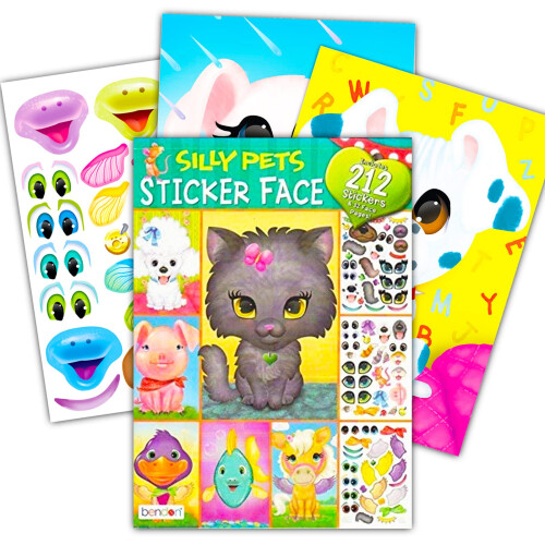 Silly Pets Face Repositional Stickers Fun Activity Book