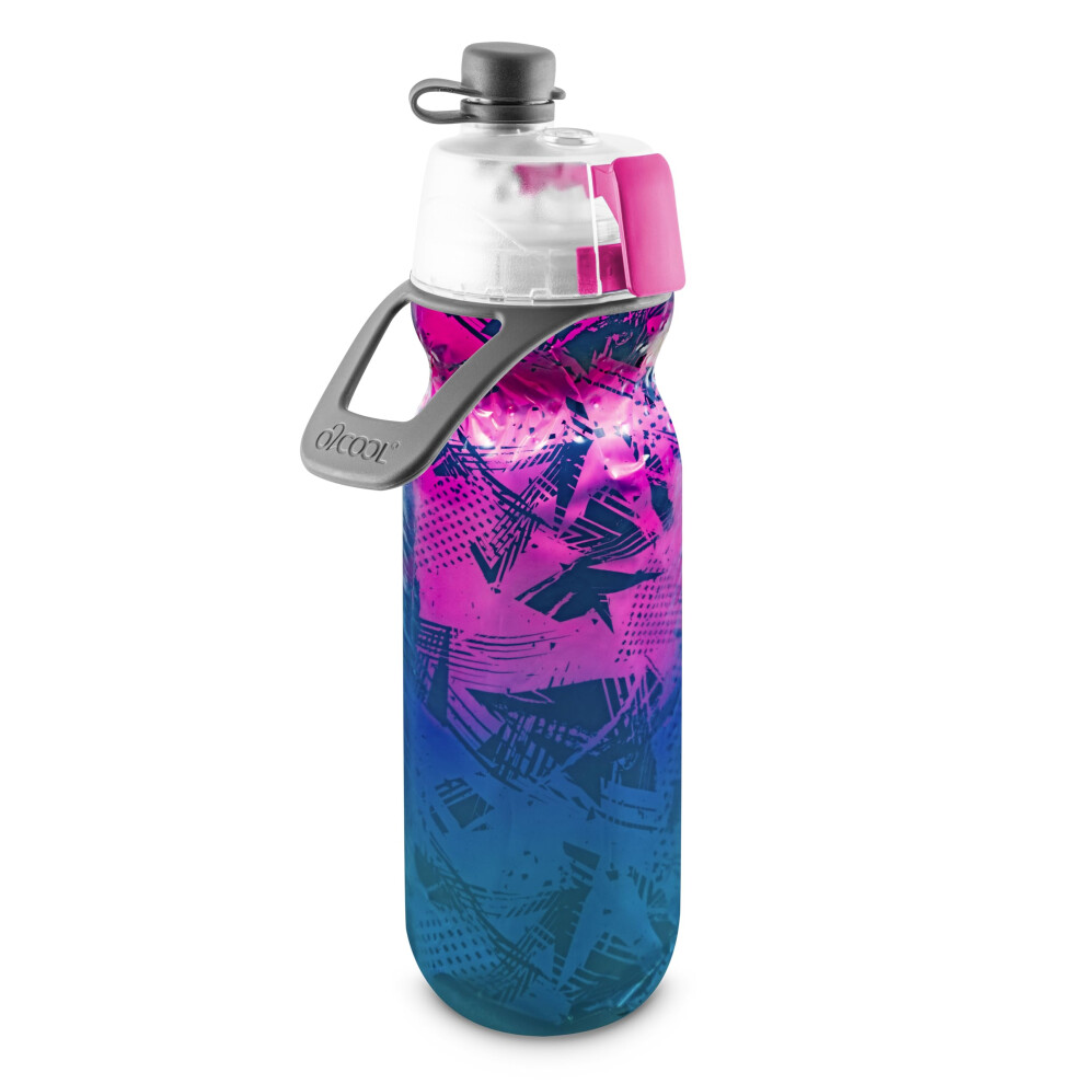 O2cool Mist 'N Sip Misting Water Bottle 2-In-1 Mist And Sip Function With No Leak Pull Top Spout Reusable Sports Water Bottle - 20 Oz (Ombre Prism Pin