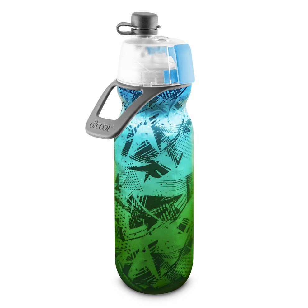 O2cool Mist 'N Sip Misting Water Bottle 2-In-1 Mist And Sip Function With No Leak Pull Top Spout Reusable Sports Water Bottle - 20 Oz (Ombre Prism Gre