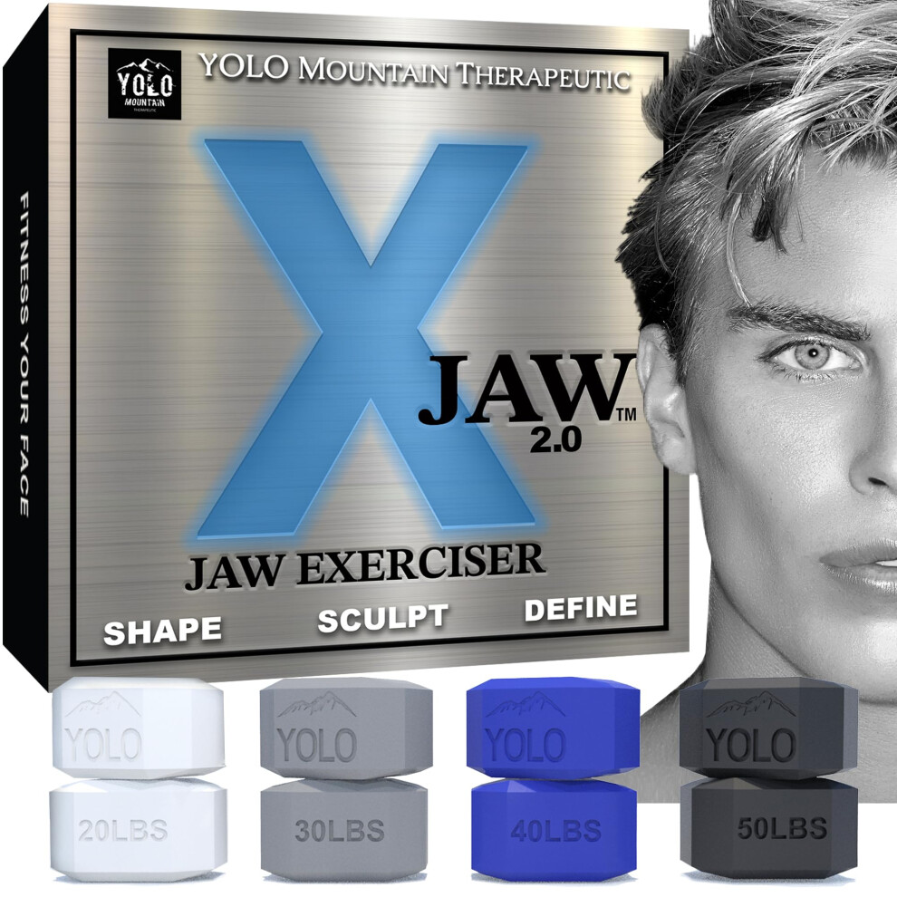 X-JAW 2.0 Premium Jaw Exerciser for Men & Women  Define Your Jawline  Slim/Tone Your Face  Chewing Trainer for Jaw Workout  4 Resistance Levels of Hig