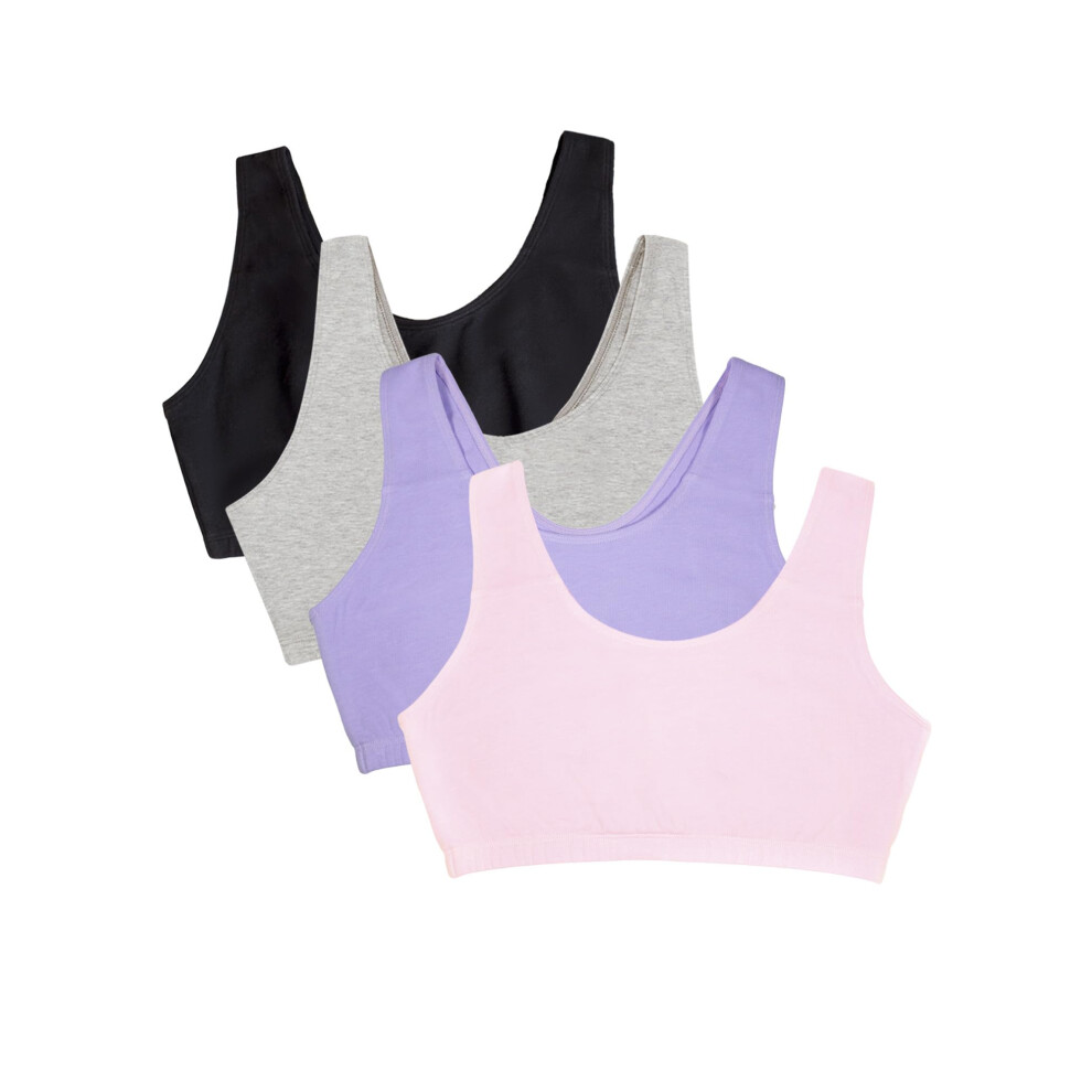 Fruit of the Loom Women's Built Up Tank Style Sports Bra  Kitty Pink/Hyacinth/Grey Heather/Black Hue
