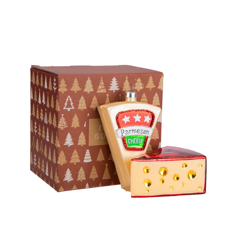 Chaque jour est No   l Ornements en verre souffl    Figurines mignonnes faites     la main D   coration d'arbre Fromage Ensemble de 2