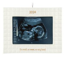 Vnocn ozdoba na pamtku Hallmark 2024 So Very Loved Sonogram Photo Frame Porcelain Baby's 1st Christmas