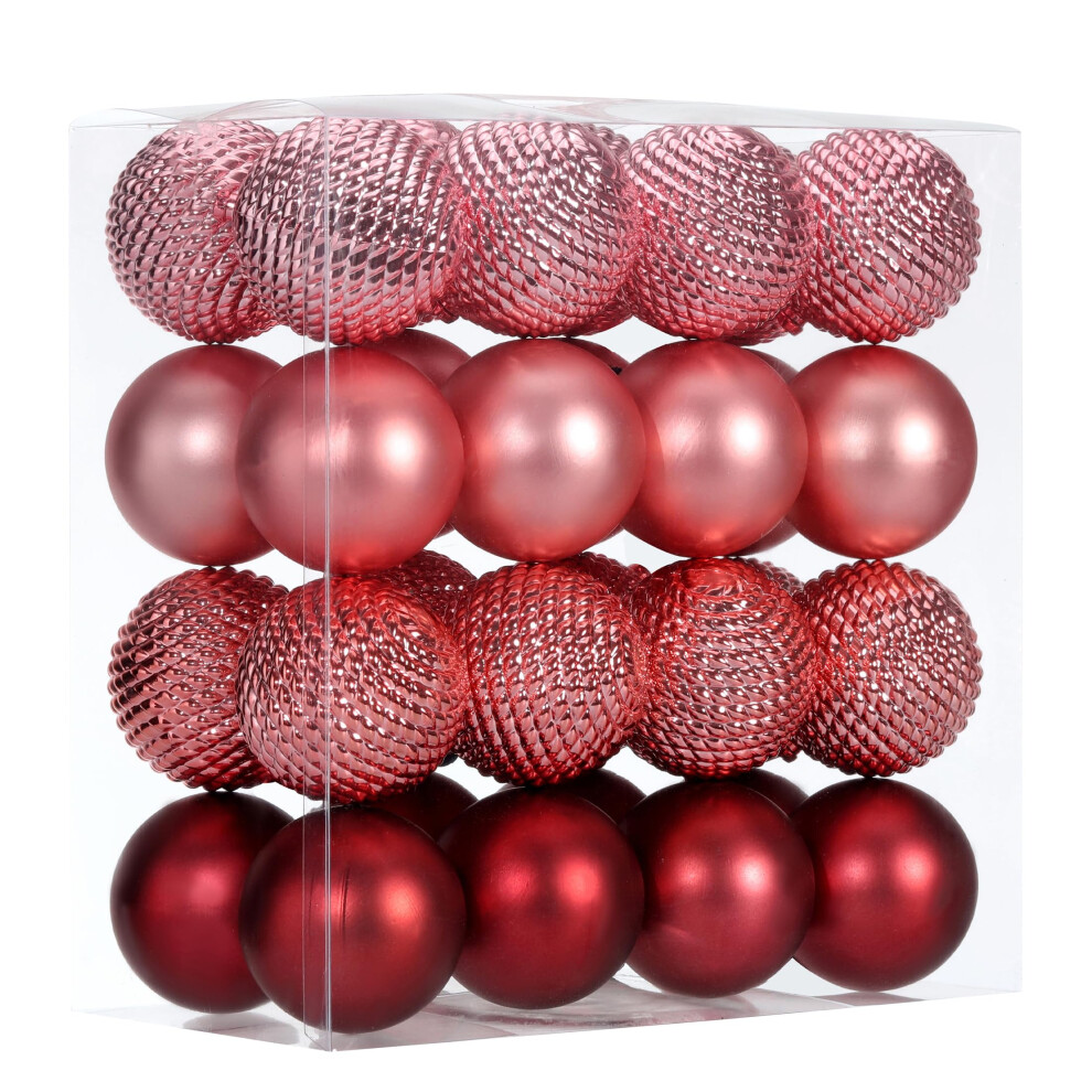 Lot De 32 Boules De No L Incassables Suspendre, 6 Cm, Pour Sapin De No L, F Te De No L (Rose)-image