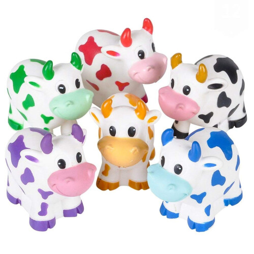 Rhode Island Novelty 2"""" Rubber Water Squirting Cow  Assorted  12 Count