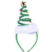 ADJOY Springy Christmas Tree Headband with Bells Santa Headwear - One Size Fits Most
