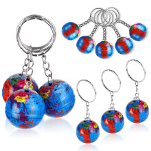 PROLOSO 48 pezzi portachiavi globo sfusi per bambini portachiavi a tema pianeta terra mondo giocattolo da 1 pollice