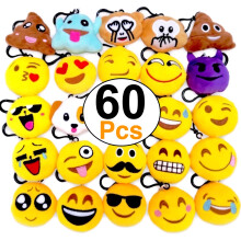 OHill 60-pack mini-pluche emoticon-sleutelhanger mini-kussens sleutelhanger voor verjaardagsevenement feestartikelen