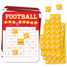 Big Dot of Happiness in My Football Era - Bingo Cards and Markers - Red and Gold Sports Party Bingo Game - Set of 18