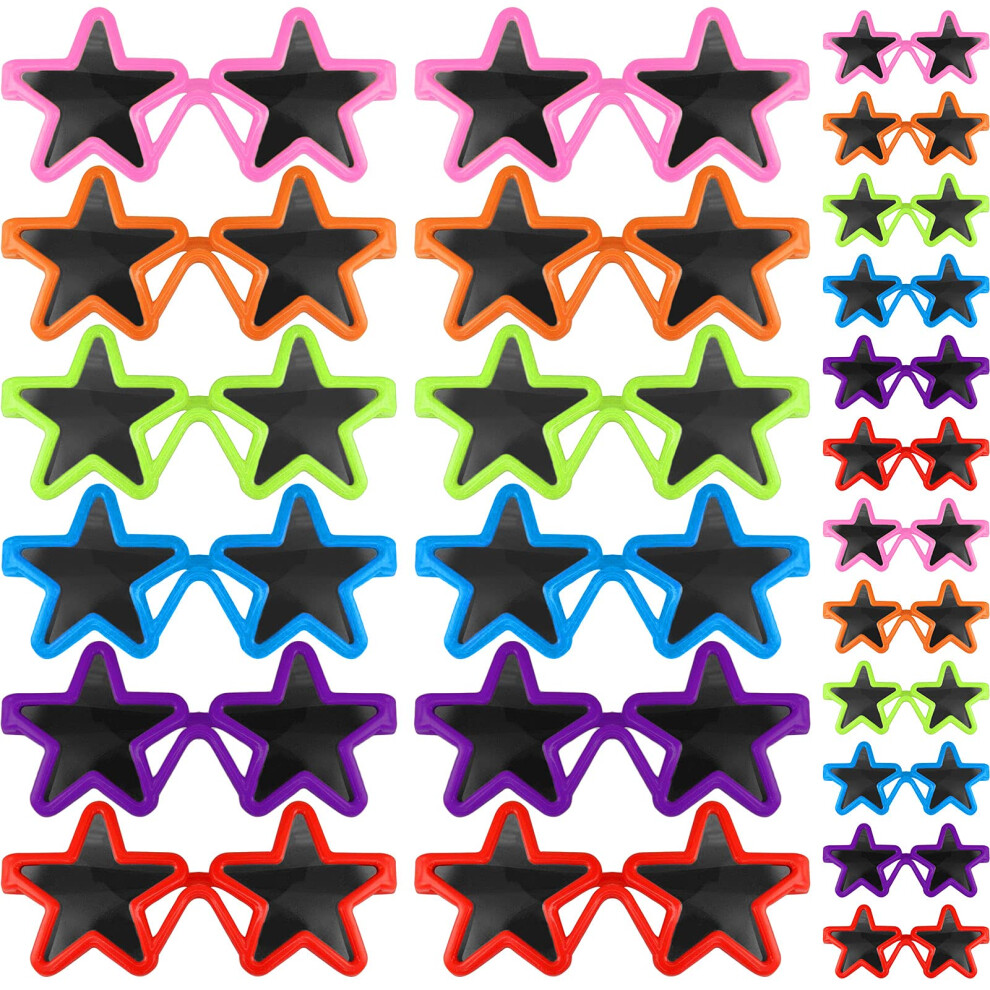 Frienda 24 Pairs Kids Star Sunglasses Neon Star Sunglasses Star Glasses for Summer Beach Pool Birthday Party Favors(Multicolor)-image-OPC-PGC8KCQ-NEW