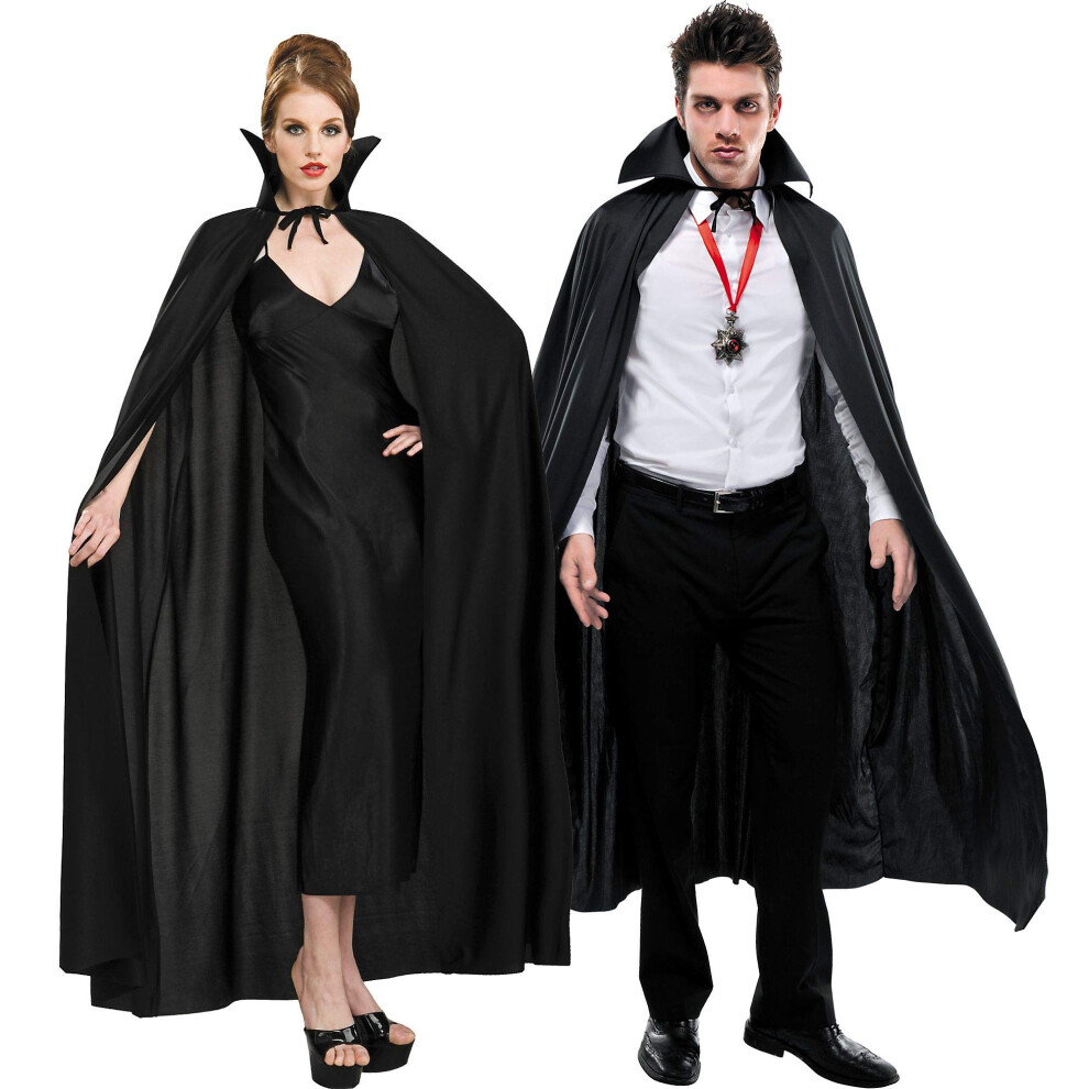 Cape noire longue Amscan - Taille standard (lot de 1) -    l   gant drap    myst   rieux en tissu pour costumes et occasions