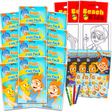 Blippi Birthday Party Favors and Supplies Bundle - 12 Blippi Activity Play Packs for Boys Girls with Mini Coloring Books Loot Bags and More.