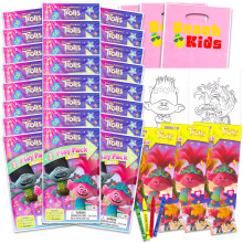 DreamWorks Trolls Mini Feestartikelenset voor kinderen - Bundel met 24 Mini Trolls Grab n Go Play-pakketten met kleurplaten en meer (Trolls Birthday