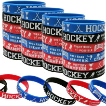 Oringaga 24PCS Hockey Party Motivational Rubber Bracelets Sports/Hockey Baby Shower Birthday Party Supplies Decorations Gifts Prize Goodie Bag F