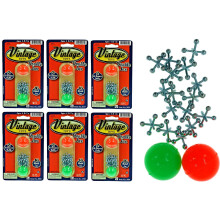 JA-RU Vintage Metal Jacks Game Set/Two Bouncy Balls. (6 Packs) Mini Jax Toy for Kids Boys & Girls. Classic Family Retro Classics. Bulk Party Fav