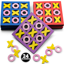 Tic Tac Toe Game (Pack of 24) 5x5 Foam Tic-Tac-Toe Mini Board Game - Bulk Toys for Kids Birthday Party Favors Birthday Goody Bag Stuffers Classroom