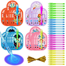 Feltom 28-pack Valentijnsdagcadeaus voor kinderen met onzichtbare verdwijnende inktpen Spy Pen voor geheime boodschap met Valentijnsdagkaarten Valent