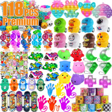 118 stuks Feestartikelen voor kinderen Pop Fidget Schatkist Speelgoed Klaslokaal Prijzen Pinata Filler Goodie Bag Stuffers Schatkist Carnaval Prijzen
