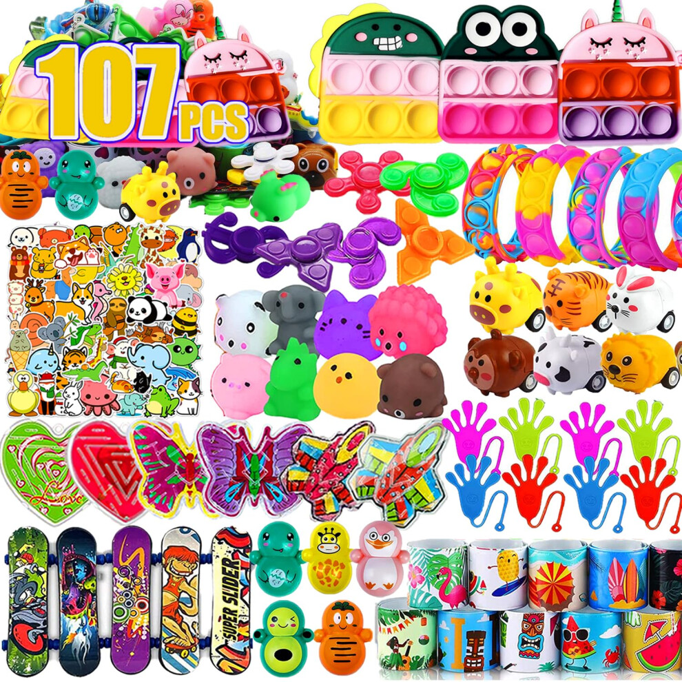 Dilycery 107 PCS Party Favors Toys for Kids  Treasure Box Toys for Classroom  Pop Fidget Toys Treasure Chest for Kids Prizes Classroom  Bulk Pinata St-image-OPC-PGC8M5Q-NEW