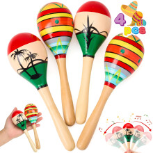 Joyin 4 PCS Cinco de Mayo 7.6 """" Drewen Maracas dla dzieci Maraca Magic Ratten Noisemaker na meksykanska impreze Fiesta Favors Musical Fun Party
